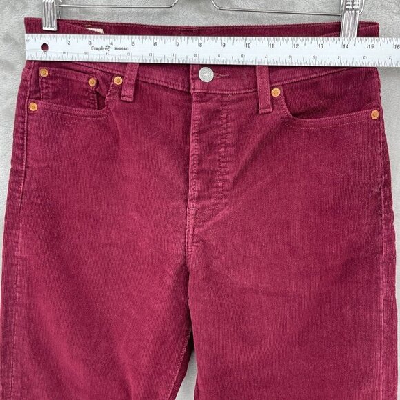 Levi's Premium Wedgie Straight Corduroy Raw Hem Crop Button Fly Jeans - Picture 14 of 16